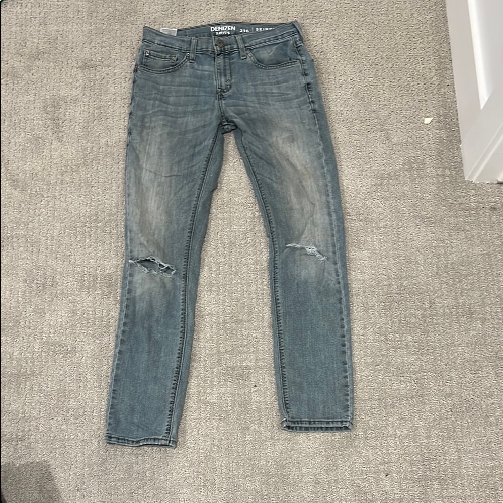 Distressed Blue Denim Jeans